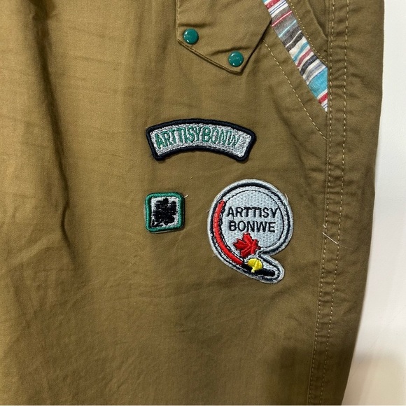 A’T’S bonwe Women 38 Brown Khaki Stretch Waist Drawstring Hiking Outdoor Capris - Picture 3 of 16